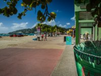 A very quiet beachfront boardwalk in Philipsburg. Just the way we like it! There were many restaurants along here, all anxious for your business!